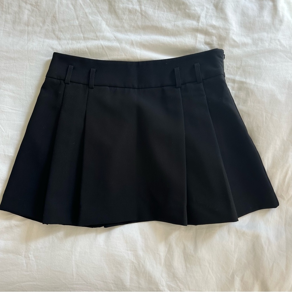 Mango Black Pleated Mini Skirt
